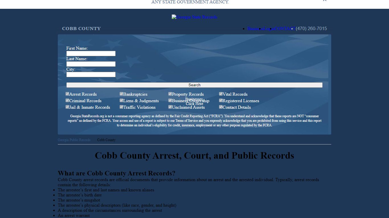 Cobb County Arrest, Court, and Public Records